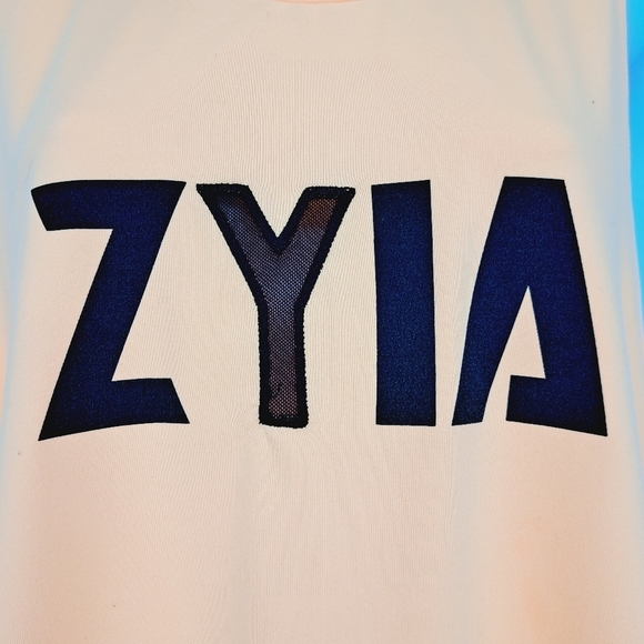 Zyia Active Vibrant Neon Orange Sheer Mesh Cut Out Logo Tank Top Size Medium - Picture 2 of 6